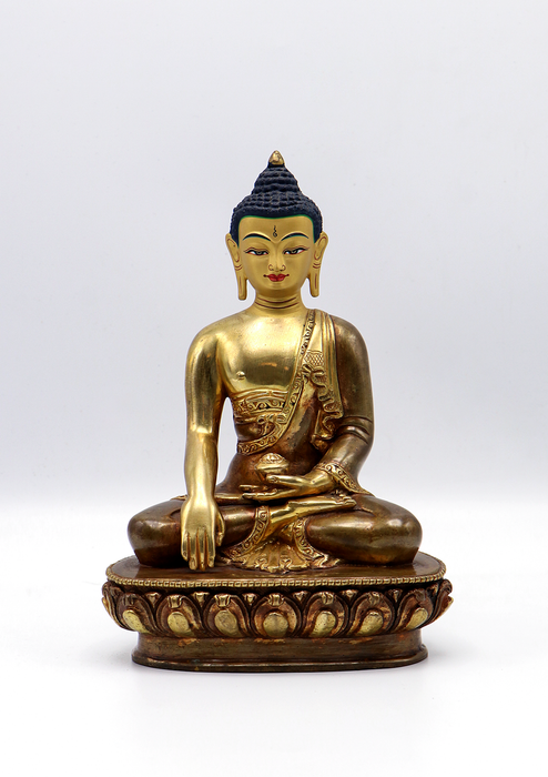 Partly Gold Plated Shakyamuni Buddha Statue 8"H