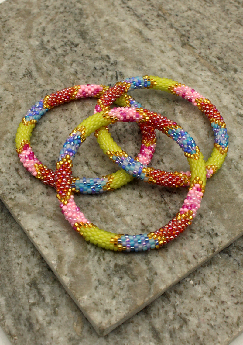 Maroon Geeen Sea Fish Nepalese Roll on Bracelet
