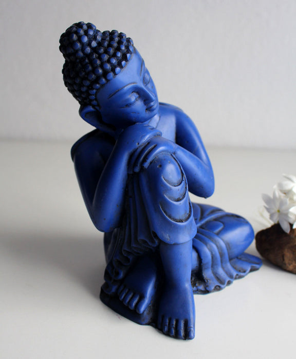 Lapis toned Blue Color Statue of Resting Buddha 7.5" High