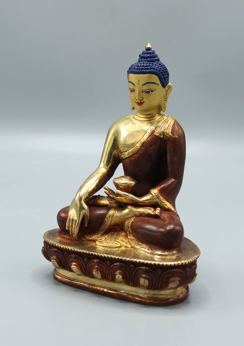 Partly Gold Plated  Akshobhya  Buddha Statue 5.5" H