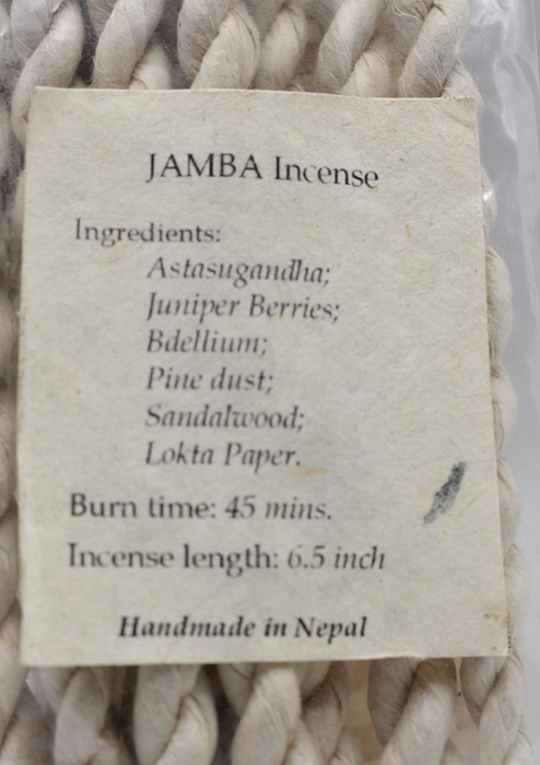 Jamba Nepali Rope Incense and Ceramic Base Plate with Brass Stand Set