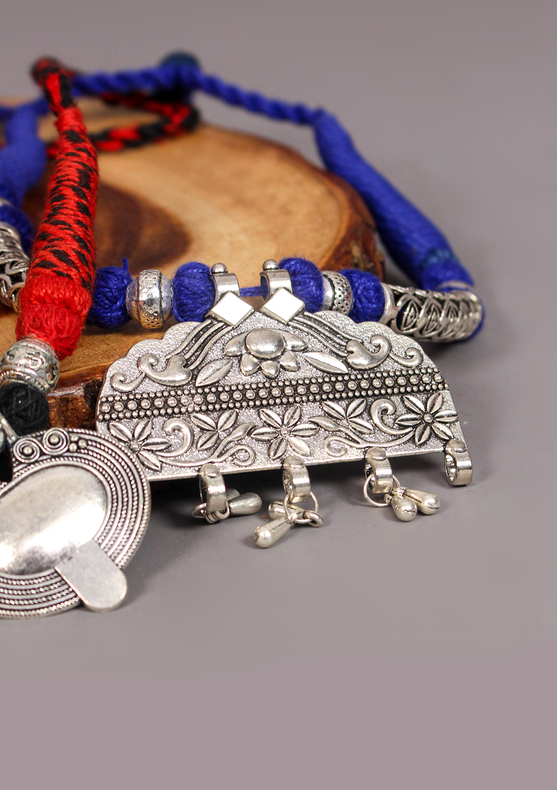 Elegant White Metal Tribal Style Pendant from Nepal