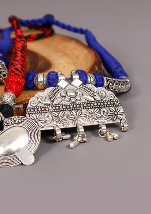 Elegant White Metal Tribal Style Pendant from Nepal