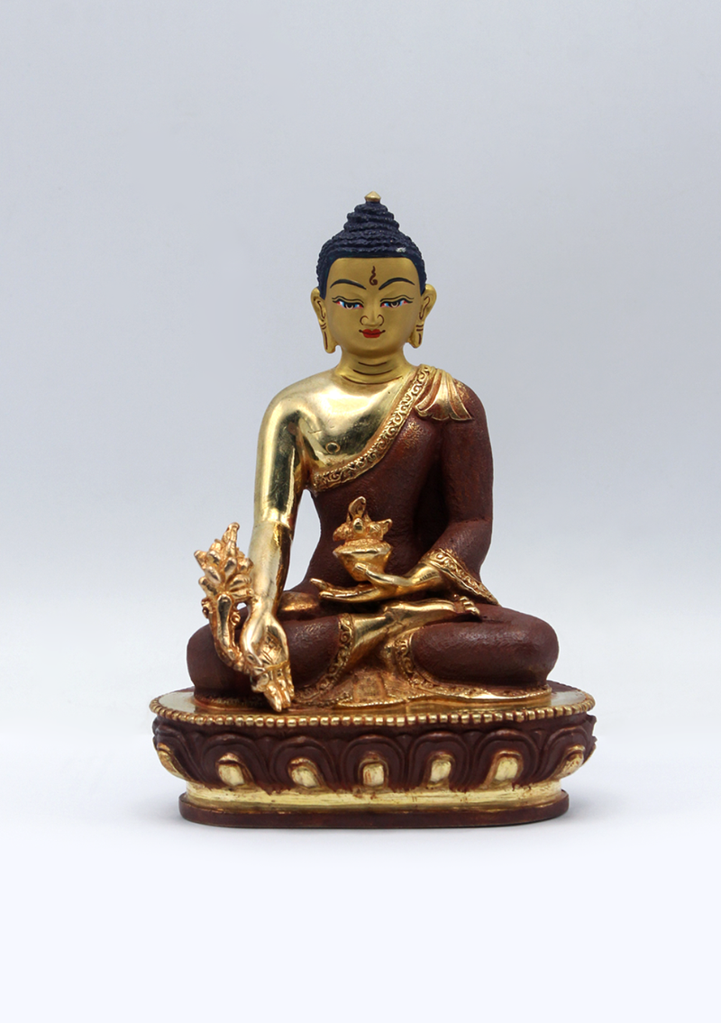 Partly Gold Plated Medicine Buddha Statue 5.5" H