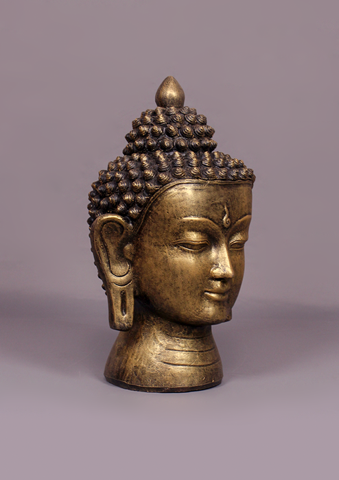 Handpainted Ceramic Buddha Head 12" H