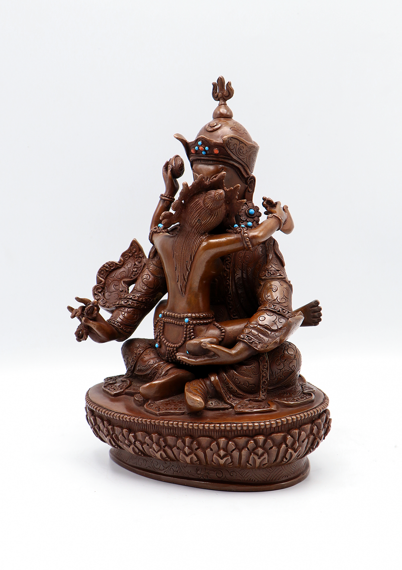 Copper Oxydized  Guru Shakti  Samantabhadra Statue 8.5"H