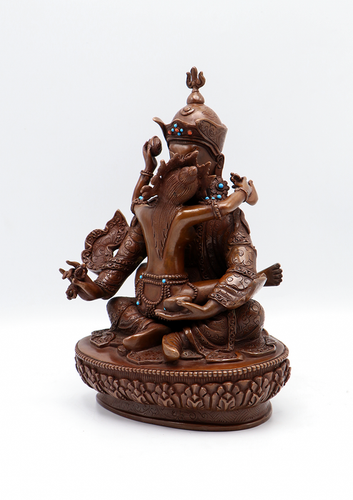 Copper Oxydized  Guru Shakti  Samantabhadra Statue 8.5"H