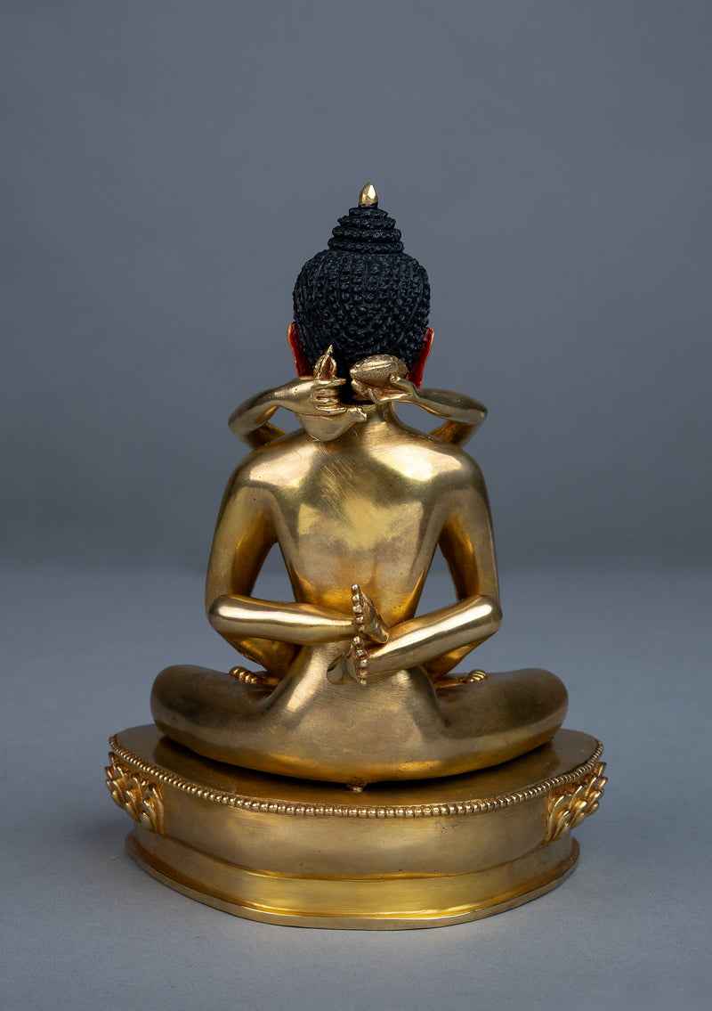 Samantabhadra 24k Gold Gilded Buddha Shakti Statue 9"H