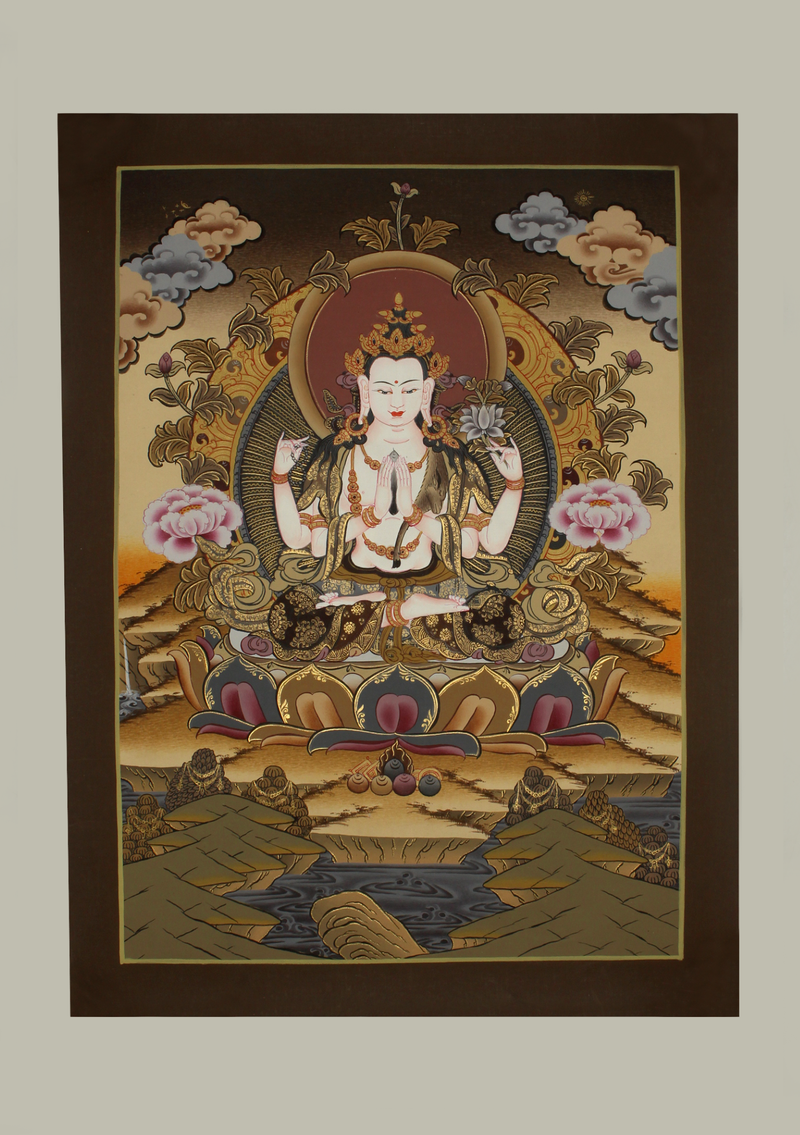 Chenrezig God of Compassion Thangka Painting Art