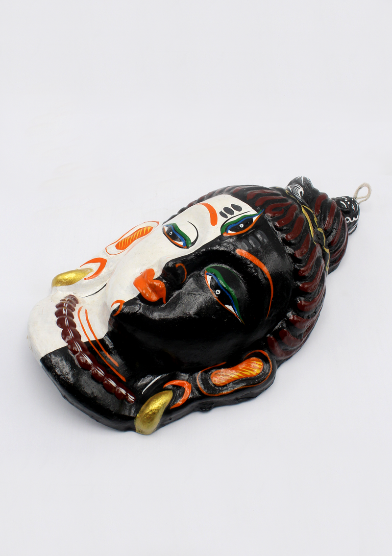 Hand Painted Paper Mache Three Eyed Shiva Wall Hanging Mask