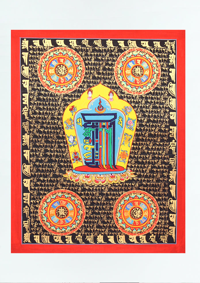 Black Kalachakra Mantra Thangka Painting (A)