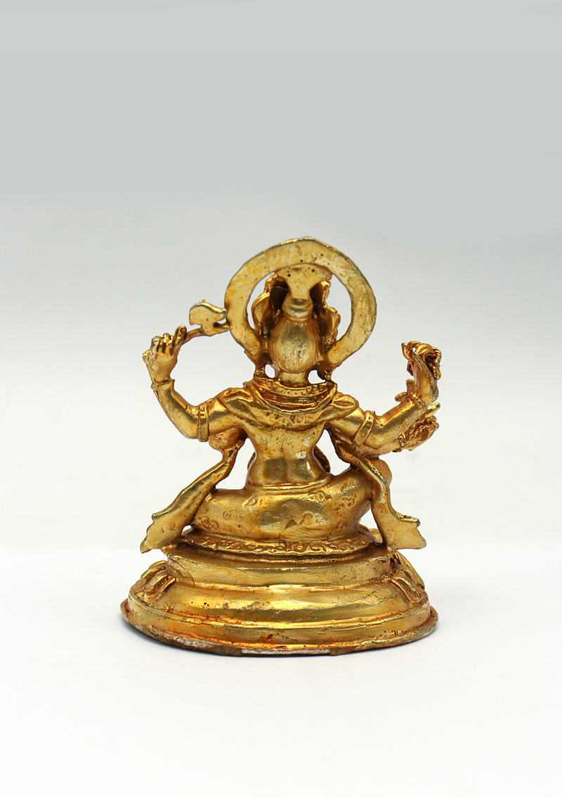 Gold Electroplated Tiny Ganesha Statue 3"H