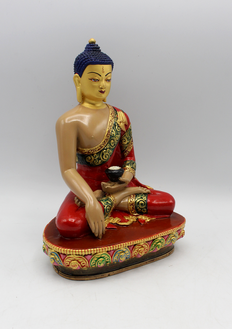 Hand Painted Shakyamuni Resin Buddha Statue 9" H