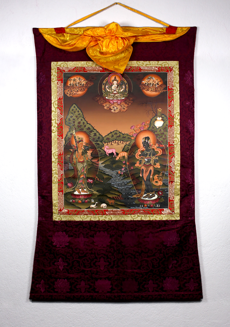 Rig Sung Gompo Brocade Thangka Painting