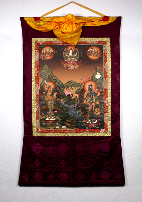 Rig Sung Gompo Brocade Thangka Painting