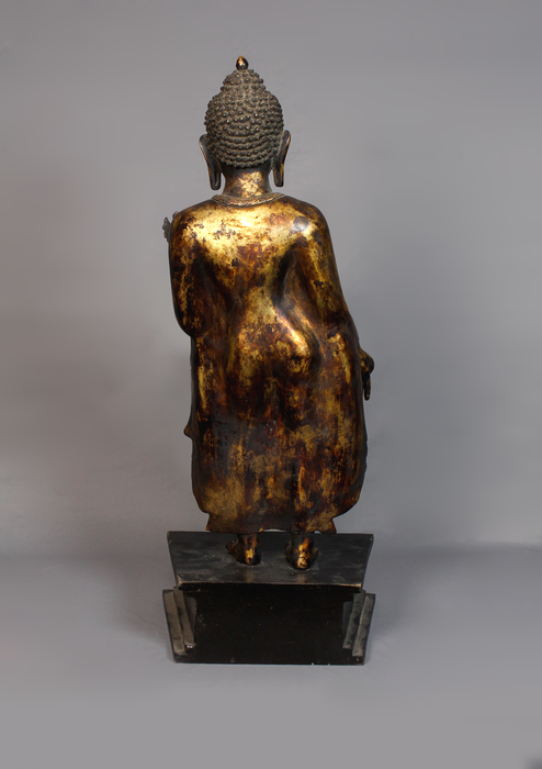 Fully Gold Plated Antique Style Standing Maitreya Statue 2 feet high