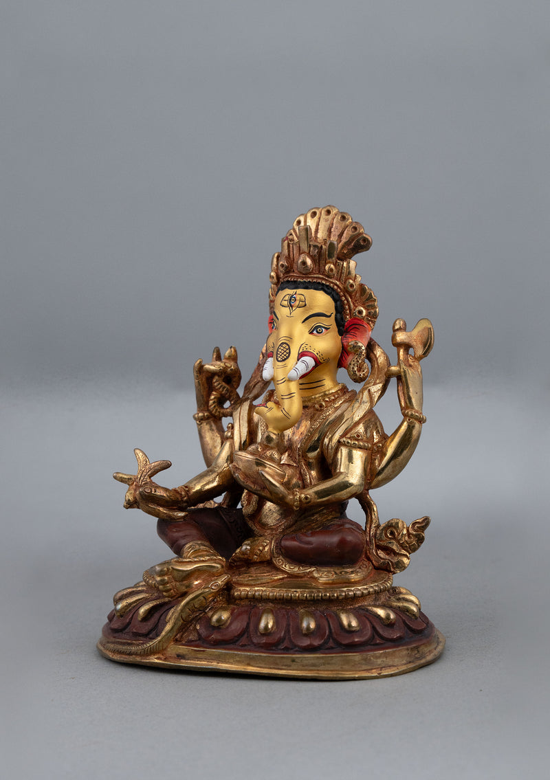 Partly Gold Plated Ganesh Statue 4.75" H