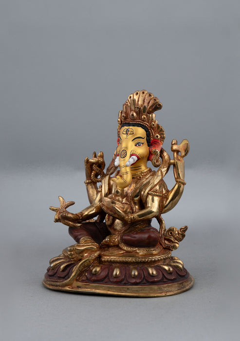Partly Gold Plated Ganesh Statue 4.75" H