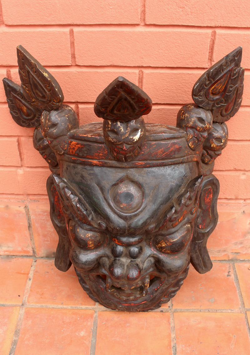 Handcarved Wooden Big Bhairab Wall Hanging Mask