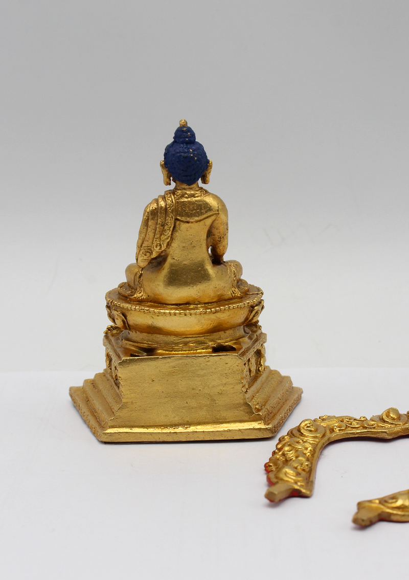 Gold Plated Shakyamuni Buddha Statue with Base 3.9 Inch