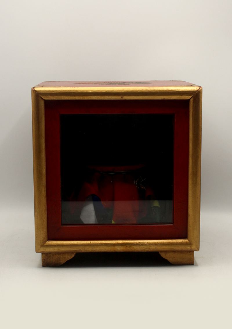 HandCrafted Tibetan Wooden Box for the Ritual Treasure Vase- The two golden fish