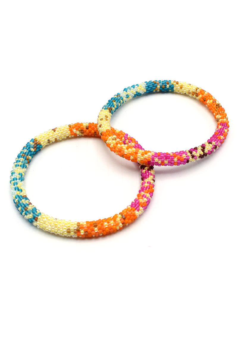 Orangel Yellow Stripes Roll on Beads Anklet – Foot Jewelry