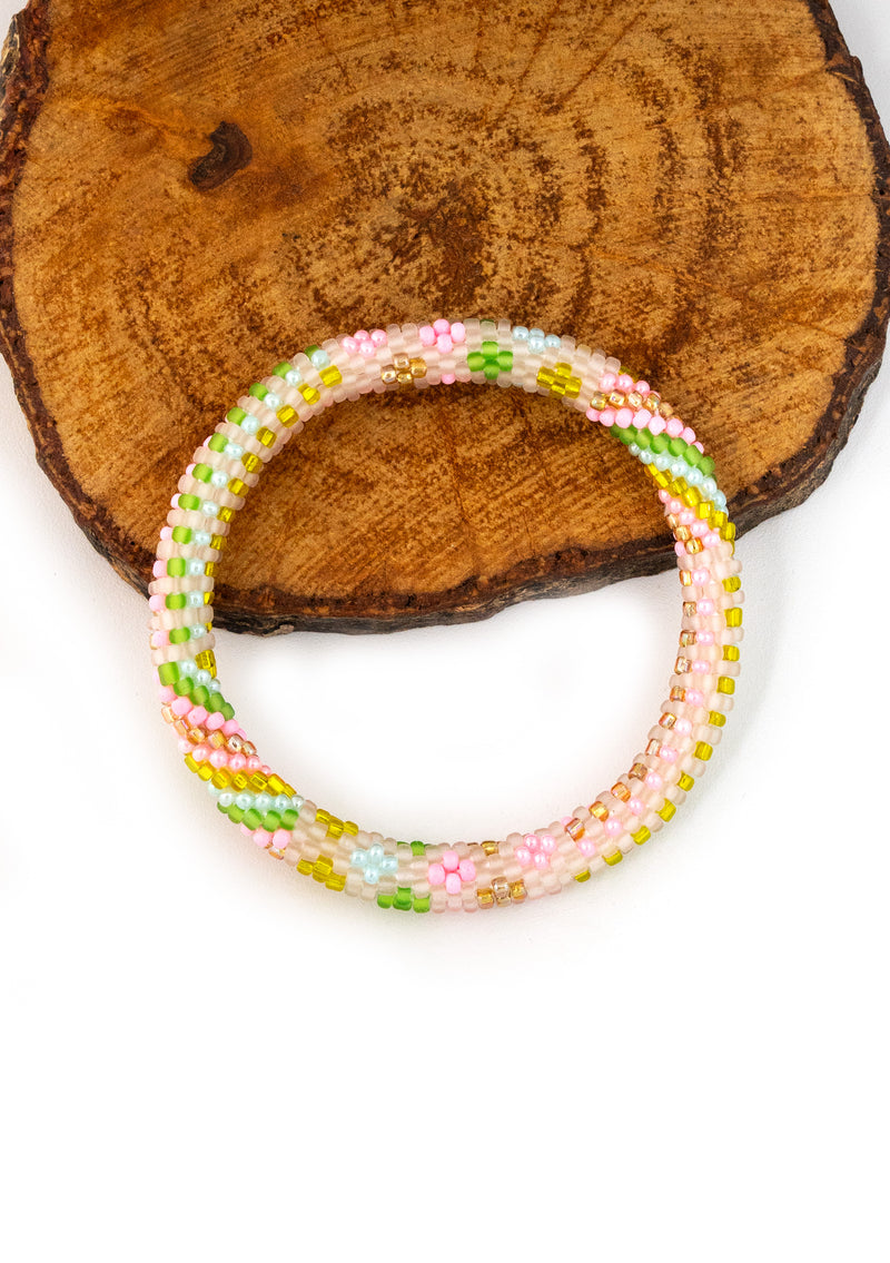 Blooming Pastels Nepalese Roll Bead Bracelet
