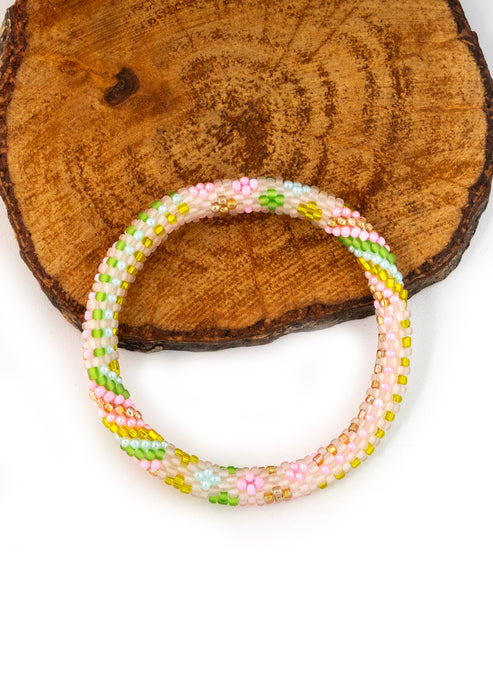 Blooming Pastels Nepalese Roll Bead Bracelet