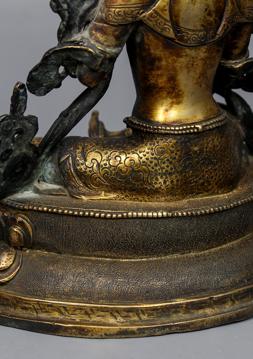 Antique Style Copper Green Tara Statue 9.5" H