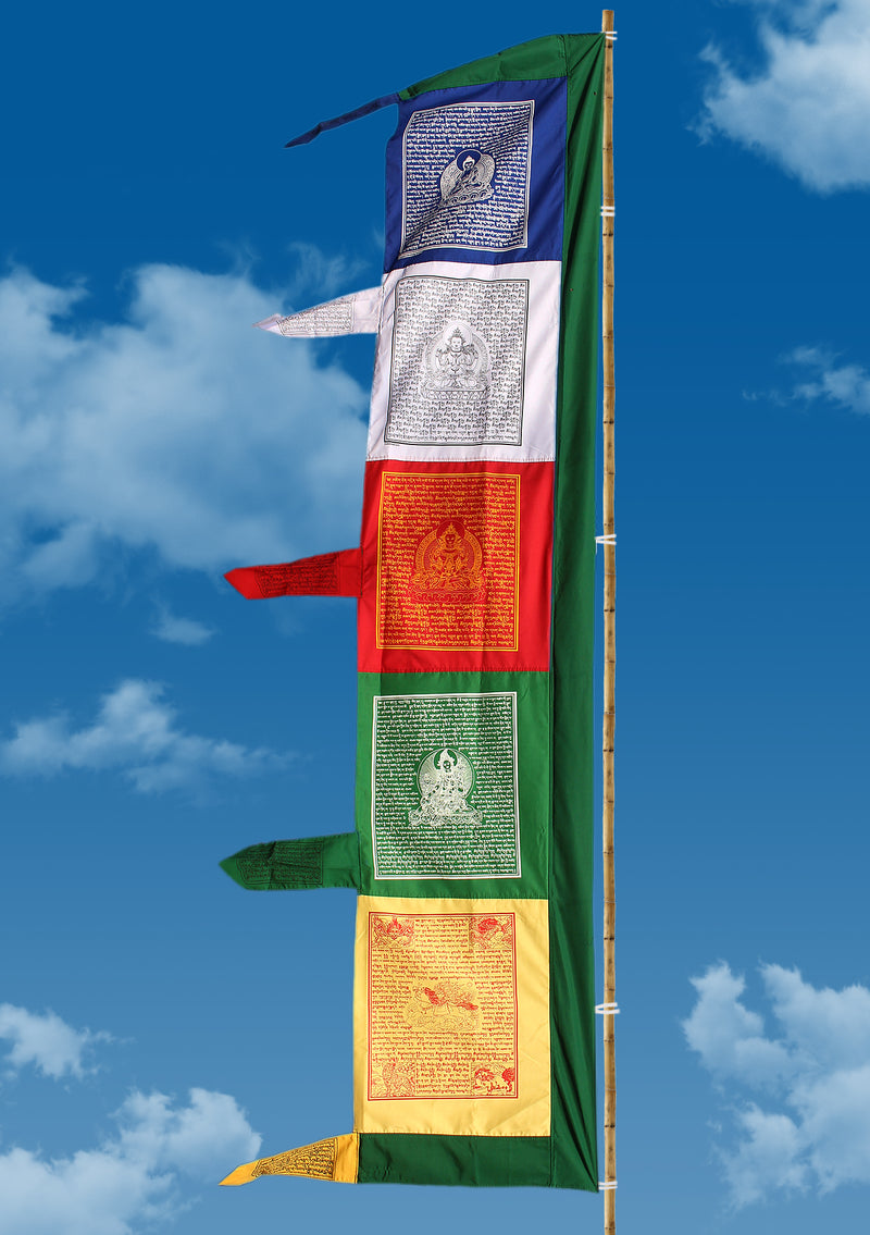 Vertical Mixed Deities Screen Print Tibetan Prayer Flags