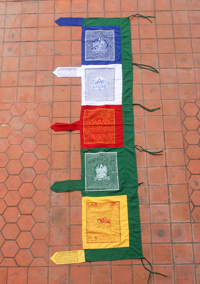 Vertical Mixed Deities Screen Print Tibetan Prayer Flags