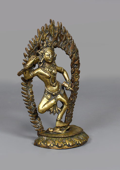 Antique Copper Gilted  Machig Labdron Statue 8.5" H