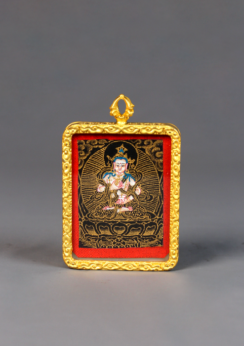 Vajrasattva Mini Thangka Amulet Pendant
