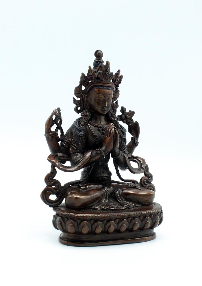 Copper Chenrezig Buddha Statue