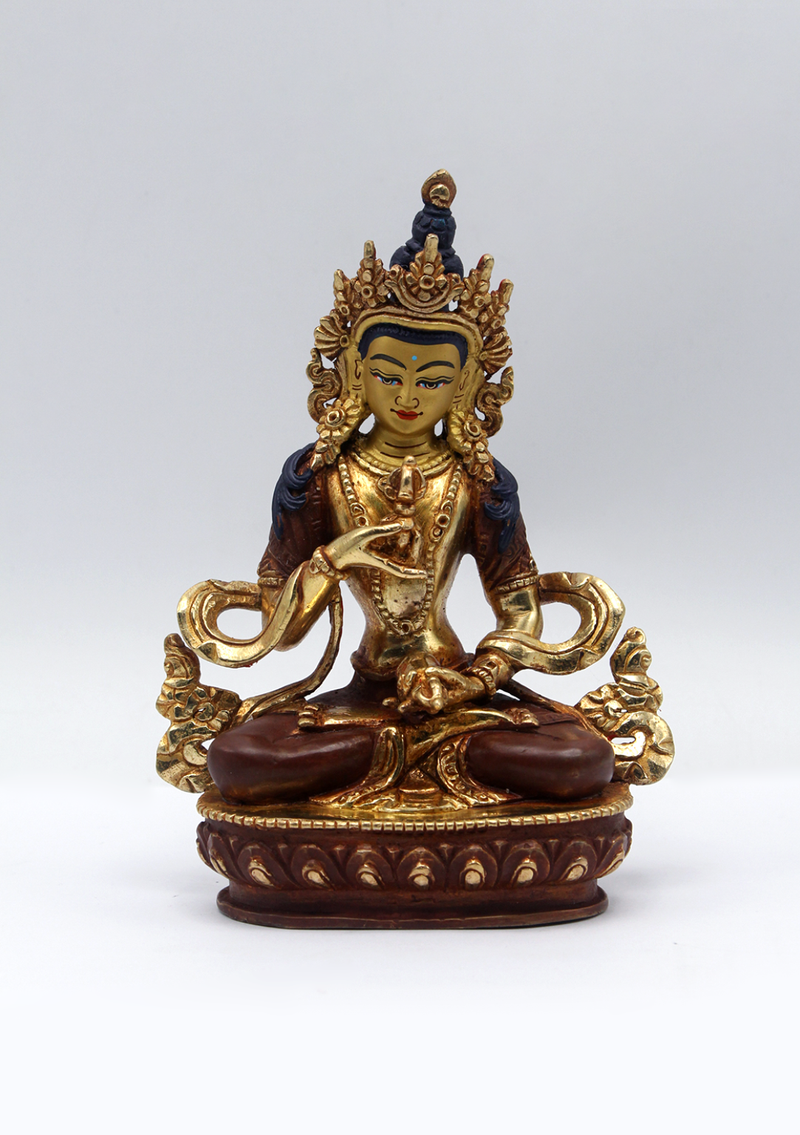 Partly Gold Plated Copper Vajrasattva Statue 5.5"H