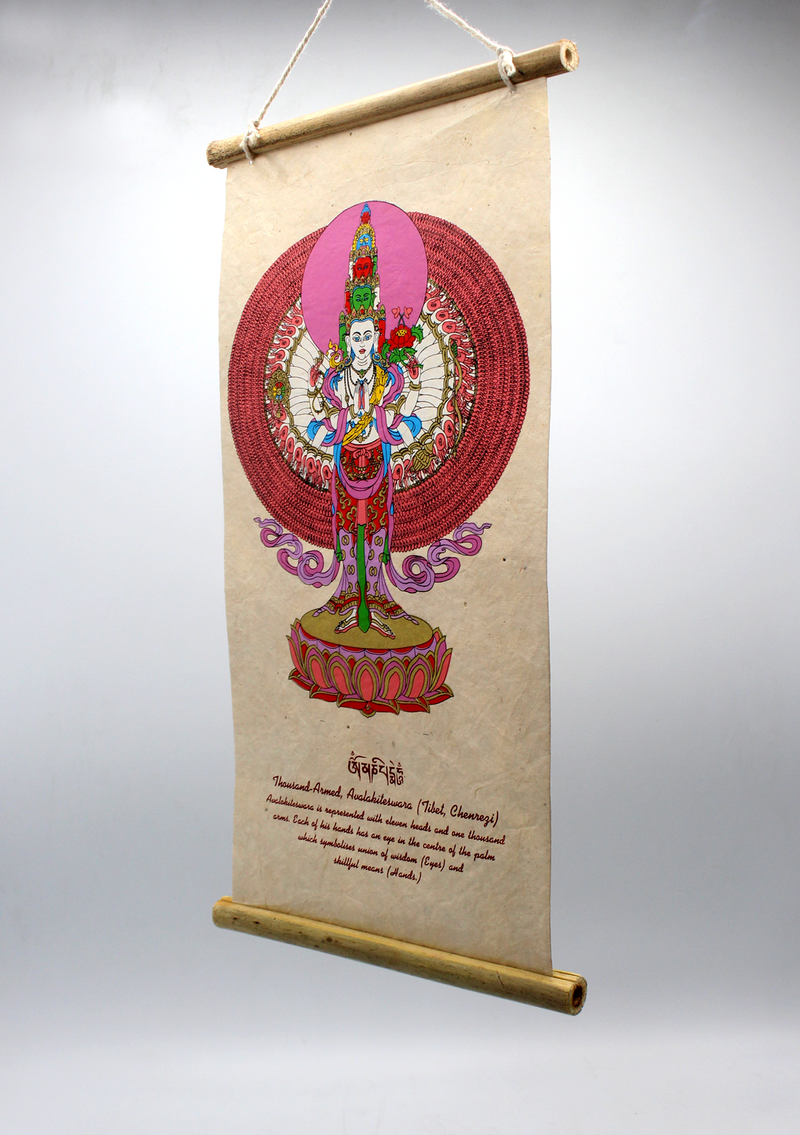 Thousand Armed Avalokiteshvara Printed Lokta PaperWall Hanging