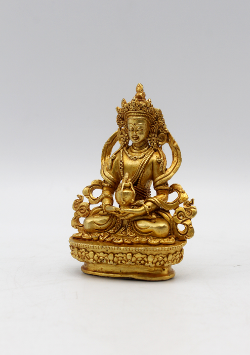 Gold Plated Tibetan Aparmita Statue 3.5"