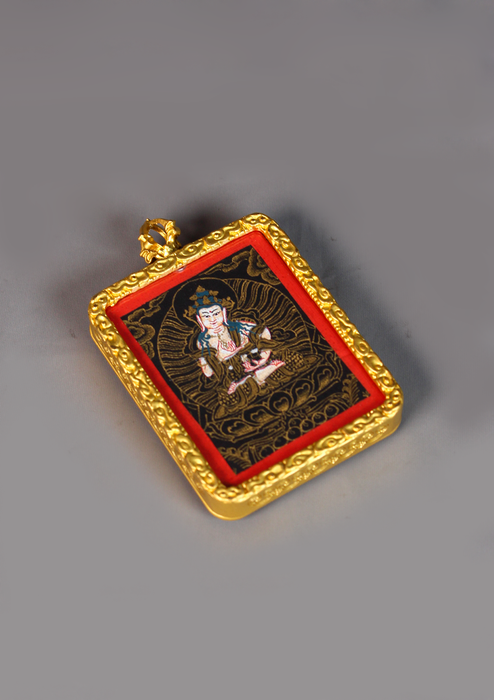 Vajrasattva Mini Thangka Amulet Pendant