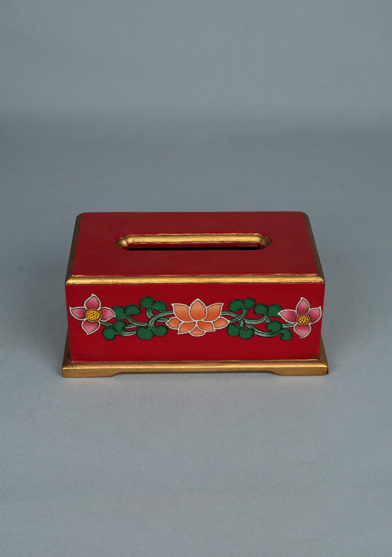 Handpainted Floral Wooden Tissue Box