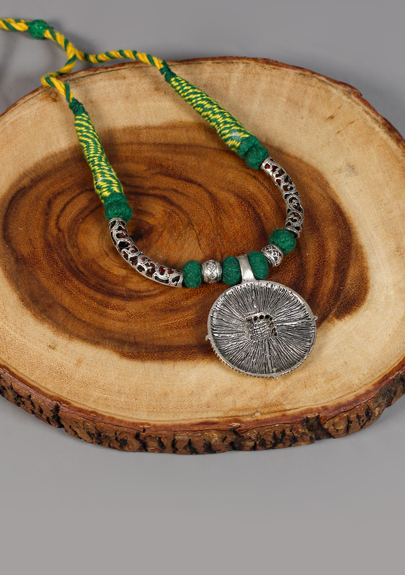 Elegant White Metal Tribal Pendant from Nepal