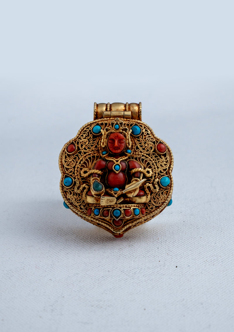 925 Silver Dzambhala Tibetan Ghau with Gold Plating