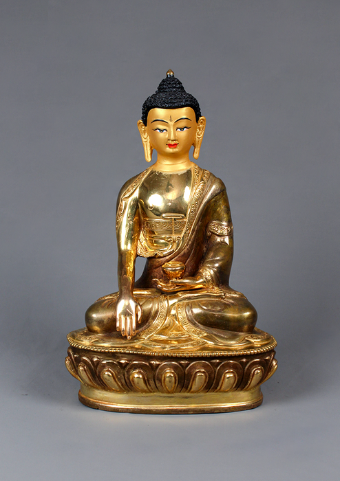 Shakyamuni Buddha Partly Gold Plated Statue 8"H