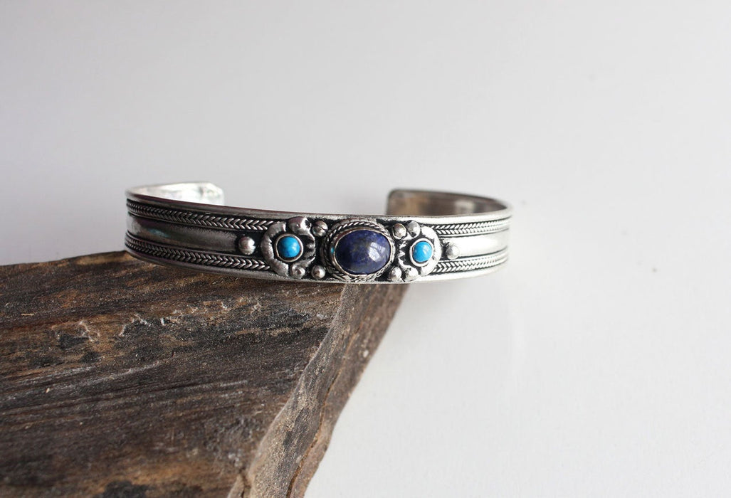 Traditional Silver plated Lapis Bracelet