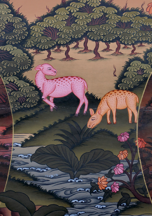 Rig Sung Gompo Brocade Thangka Painting