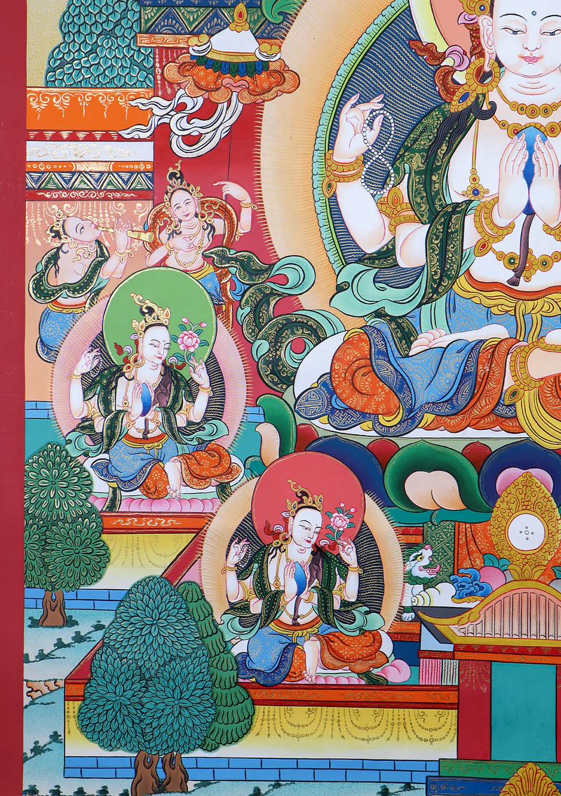 God of Compassion Chenrezig Tibetan Thangka Painting