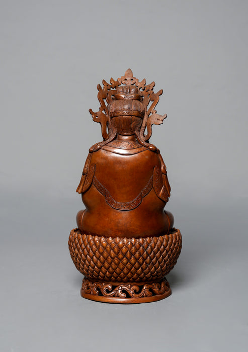 Oxidized Copper Kwan  Yin Buddha Statue 12.25" H