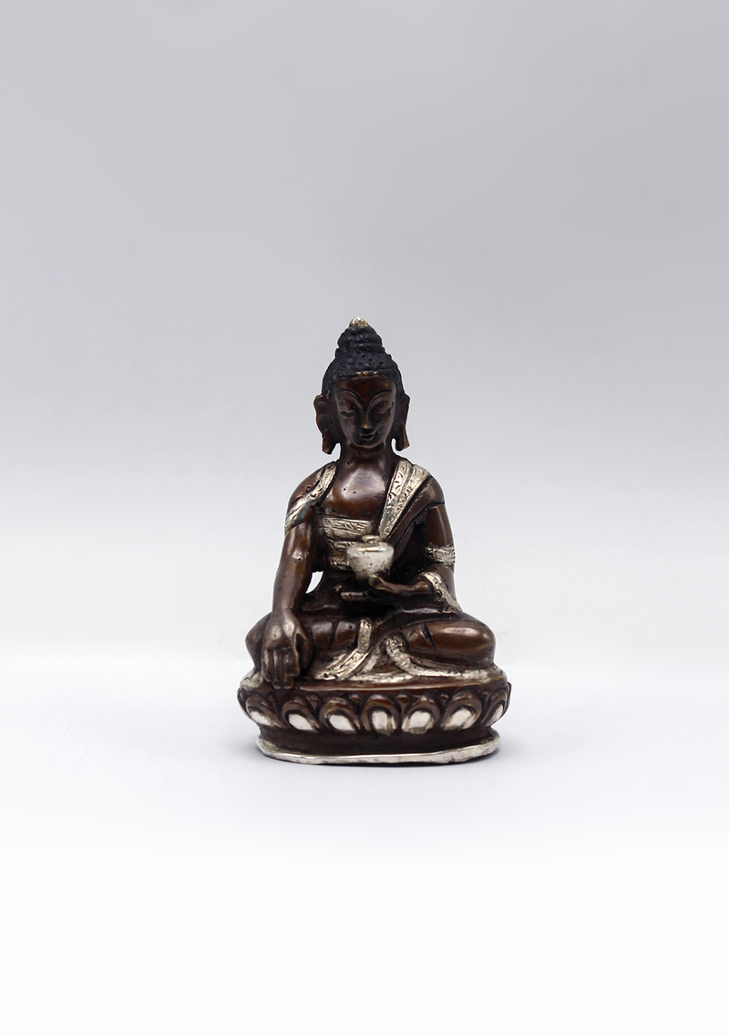 Silver Copper Shakyamuni Buddha Statue 3"H