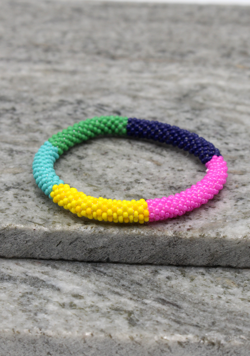 Five Color  Nepalese Roll on Beads Bracelet