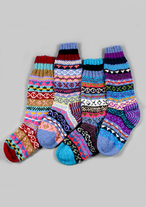Handmade Woolen Knee High Socks Handknitted Nepal