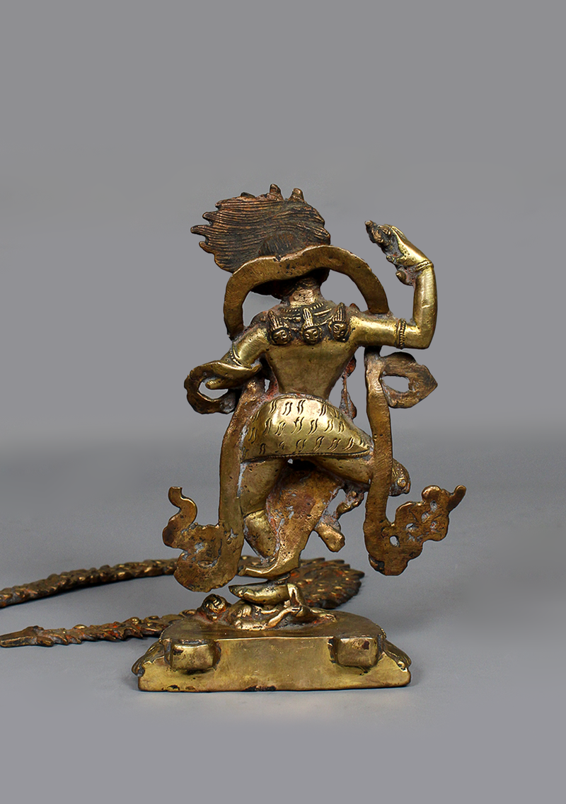 Antique Copper Simhamukha Statue 8.5"H